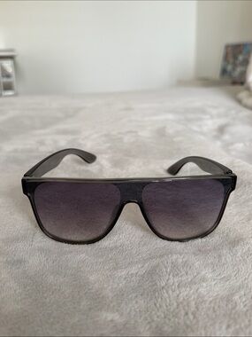 Classic Black Shield Sunglasses with Gradient Smoke Lenses